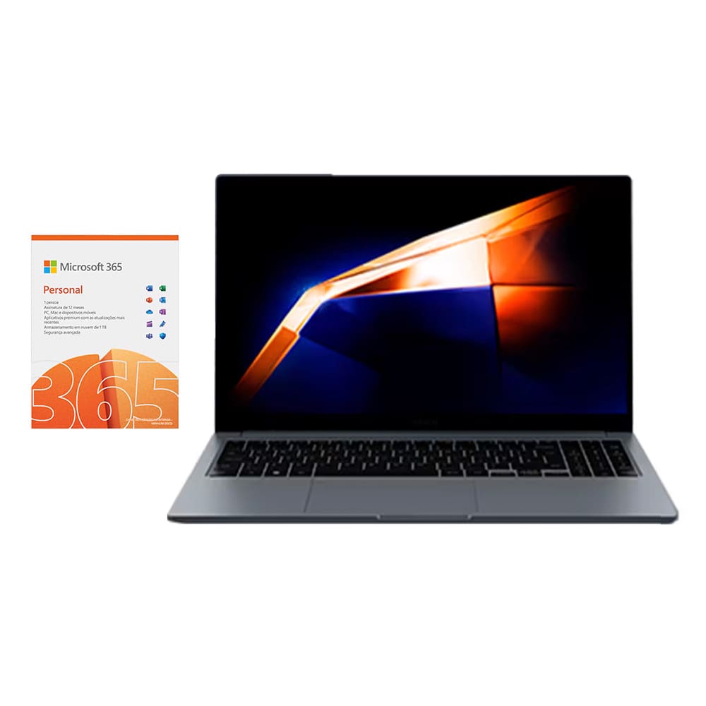 Notebook Samsung Galaxy Book4 Intel Core i3, 8GB Ram, 256GB SSD, Windows 11 Home, Grafite NP750XGJ-KG5BR + Microsoft 365 Personal 1TB Nuvem