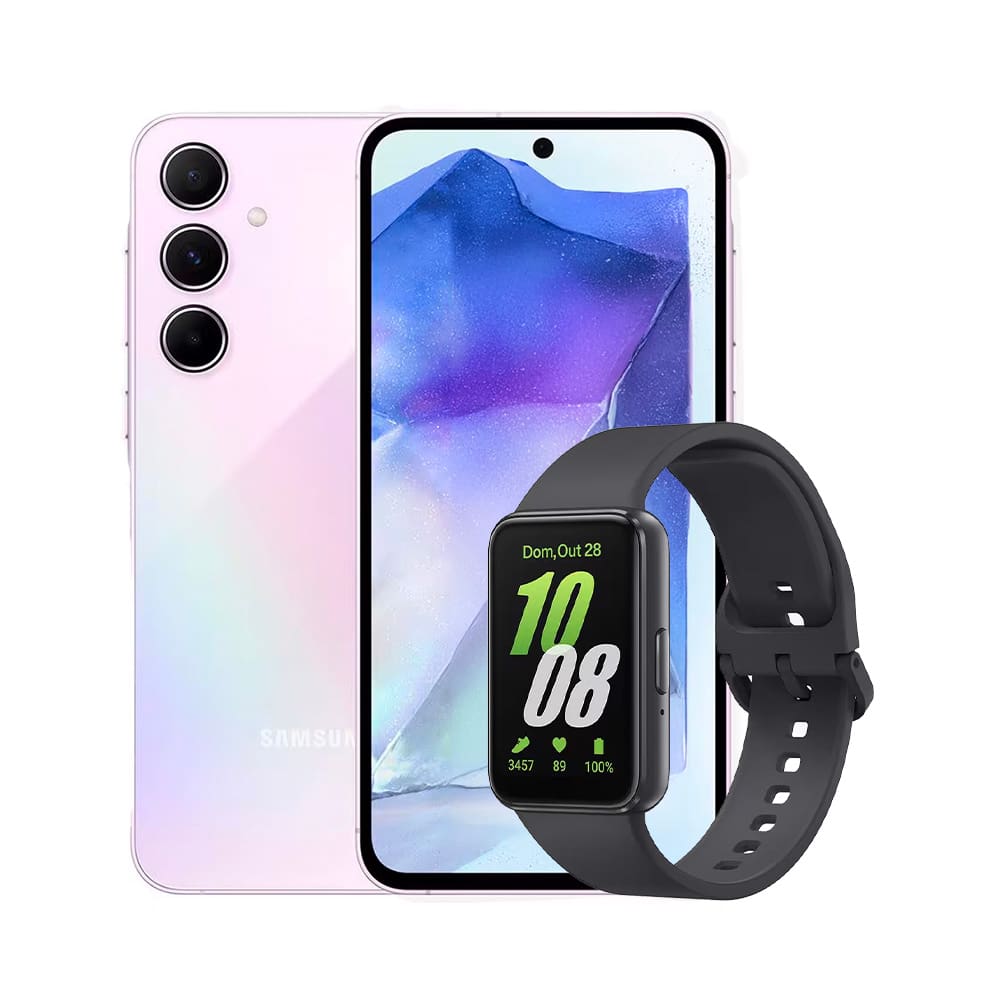 Smartphone Samsung Galaxy A55 5g 256gb Rosa, 8gb Ram, Câmera Tripla Traseira de Até 50mp e Tela Super Amoled 6.6" + Galaxy Fit3 Grafite - Miniatura 2