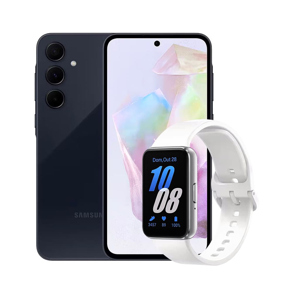 Smartphone Samsung Galaxy A35 5G 128GB Azul Escuro, 6GB RAM Câmera Tripla de até 50MP, Tela super AMOLED 6,6