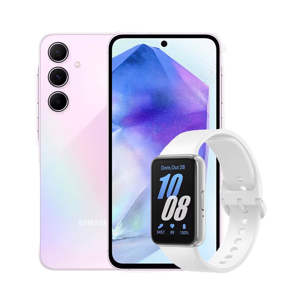 Smartphone Samsung Galaxy A55 5g 256gb Rosa, 8gb Ram, Câmera Tripla Traseira de Até 50mp e Tela Super Amoled 6.6" + Galaxy Fit3 Grafite - Miniatura 3