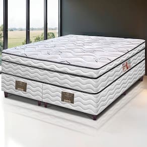 Cama Box King Size Bipartida Cama inBox Moderne Ortopédico com Camada Especial de Espuma D45 63x193x203cm - Branco/Grafite