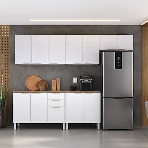 Cozinha Completa Itatiaia Renova com 12 Portas, 2 Gavetas, 5 Prateleiras e 270cm de largura - Branco Neve