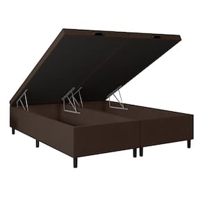 Base Box Baú Portobel Noah Queen Size 158x198x40cm Suporta até 120kg com Armazenamento Interno Marrom