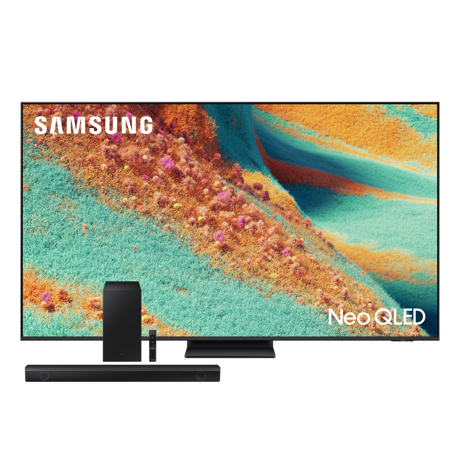 Conjunto Smart TV Samsung 75” 4K Neo QLED QN85F + Soundbar Samsung HW-Q600C 360W Bluetooth Dolby Atmos Preto