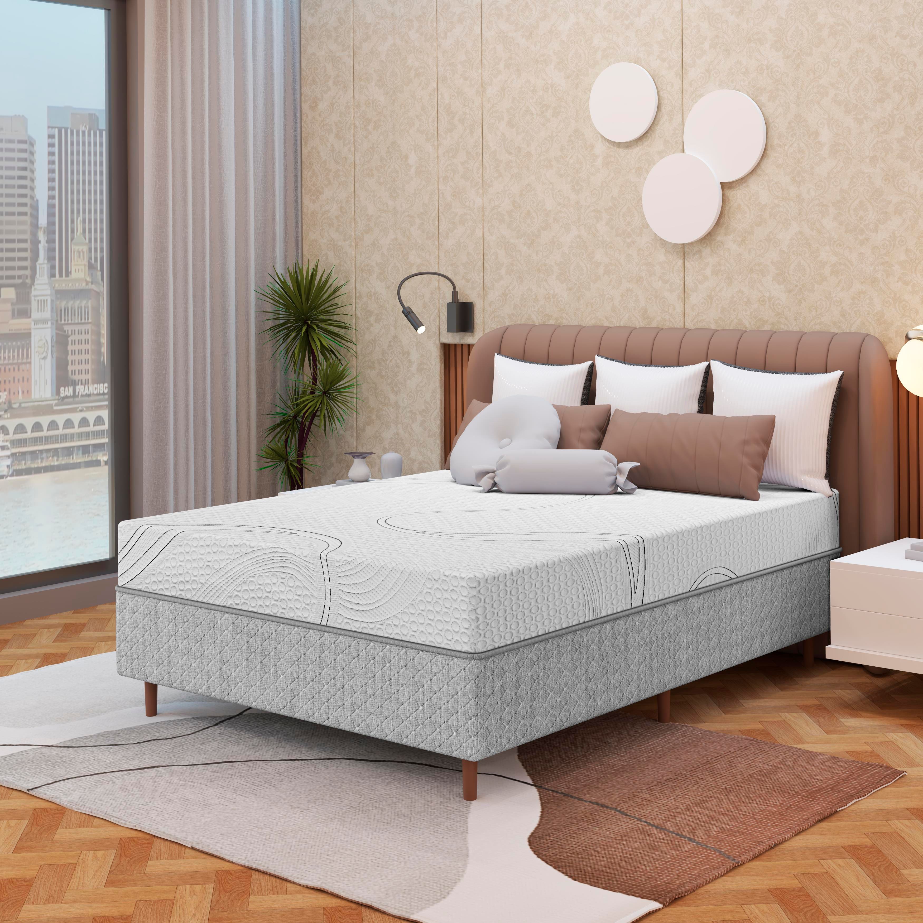 Colchão Bartira Viena Casal + Cama Box Casal Umaflex Loreto Cinza