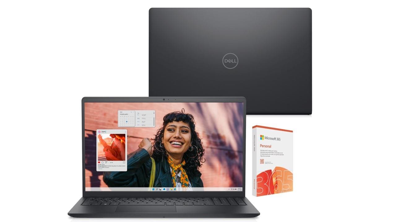 Notebook 15,6” Full HD Dell Inspiron I15-I3100-A15P Windows 11 Intel Core i3 8GB DDR4 512GB SSD Preto + Microsoft 365 Personal