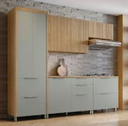 Cozinha Completa Nesher Paris Armário Aéreo + Armário Geladeira + Balcão + Paneleiro - 5 Peças e 7 Portas