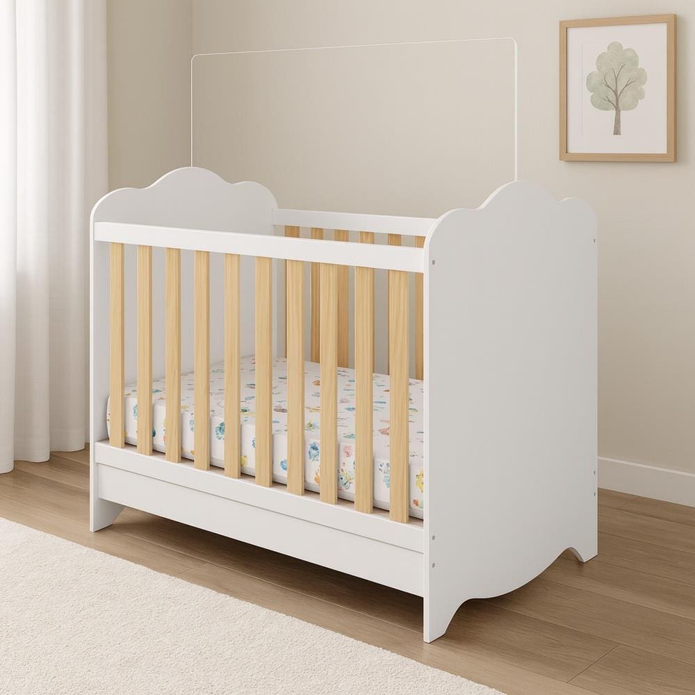 Berço 3 em 1 Peroba Móveis Provençal Aconchego com Colchão Herval Baby Encanto