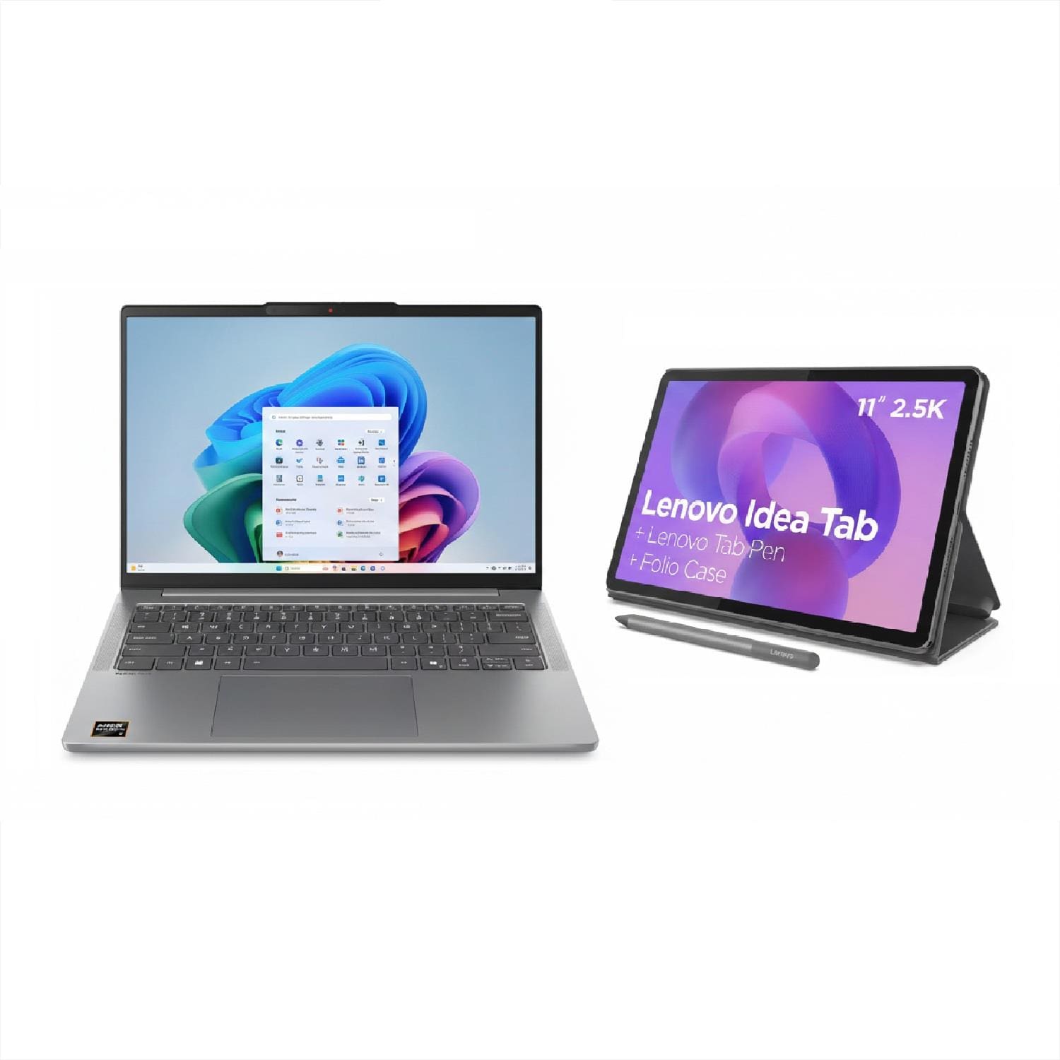 Notebook Lenovo 14” Ideapad Slim 5 83NJ0002BR Windows 11 Ryzen AI 5 + Idea Tab 11” Android 15 ZAFR0856BR Wi-Fi 128GB Luna Grey
