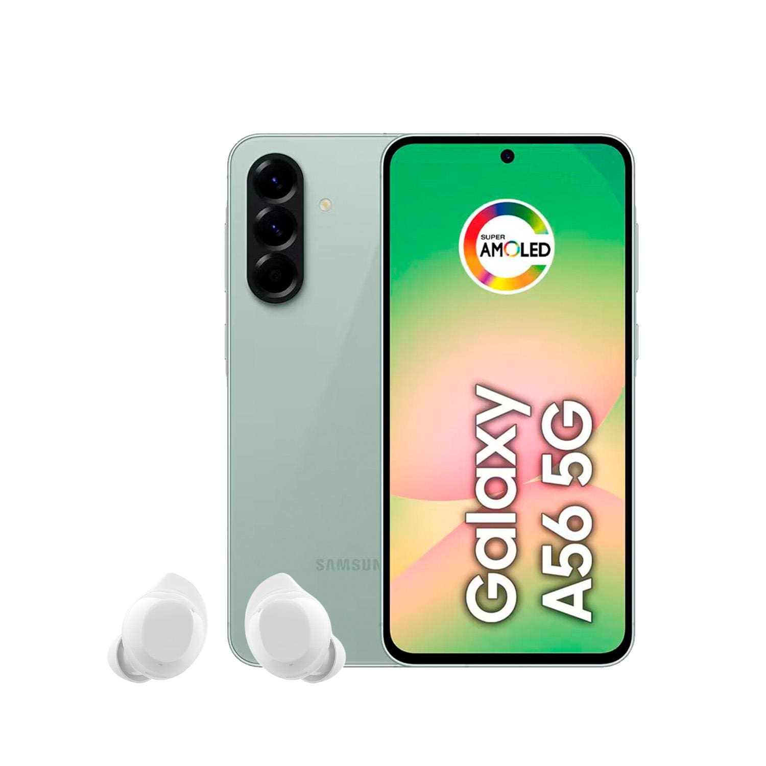 Smartphone Samsung Galaxy A56 5G Tela 6.7” 128GB Câmera Tripla 50MP Verde + Galaxy Buds Core Branco