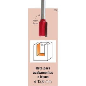 Fresa Tupia Paralela 12mm Haste 6mm