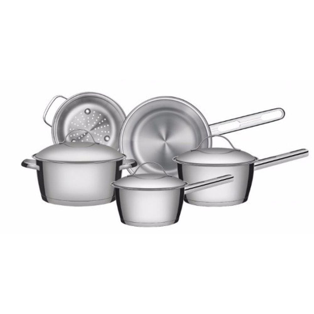 Conjunto De Panelas 5pc Inox Tramontina Allegra Fundo Triplo
