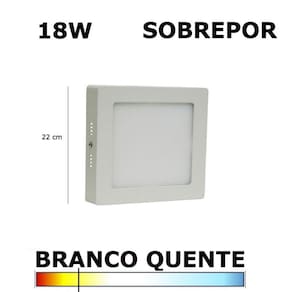 Painel Plafon Led 18W 22Cm Sobrepor Quadrado 3000K