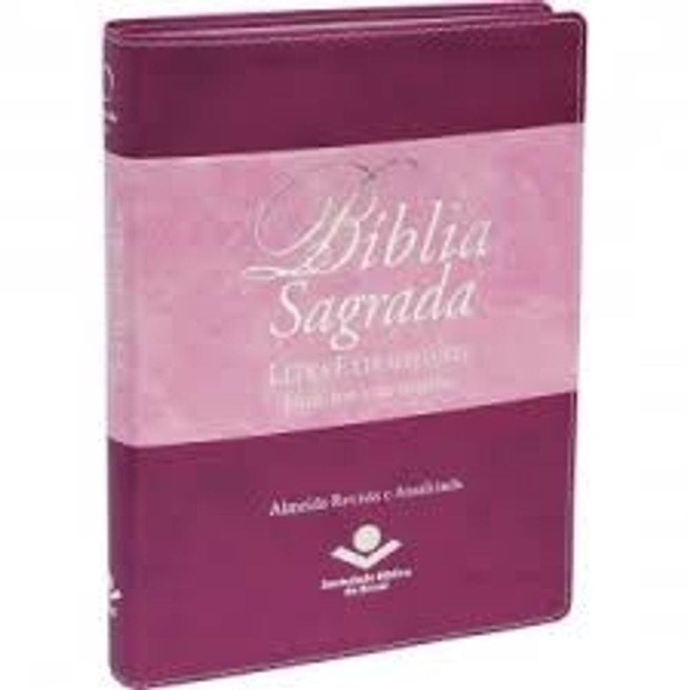 Biblia Sagrada Letra Extragigante - Capa Uva Com Rosa - Sbb