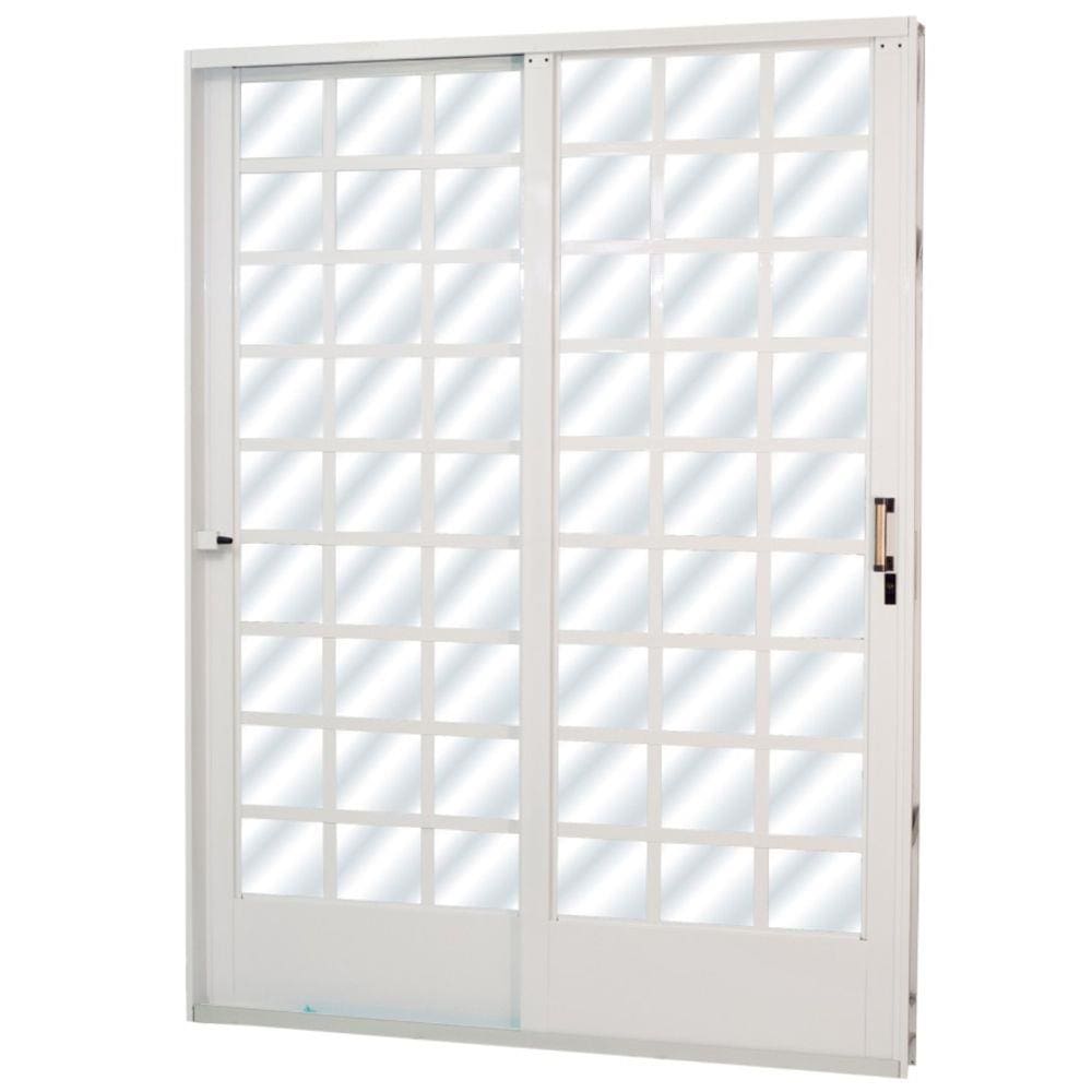 Porta de Correr em Aço Quadriculado 2 Folhas Mini Boreal MGM 2,15m x 1,60m Direita