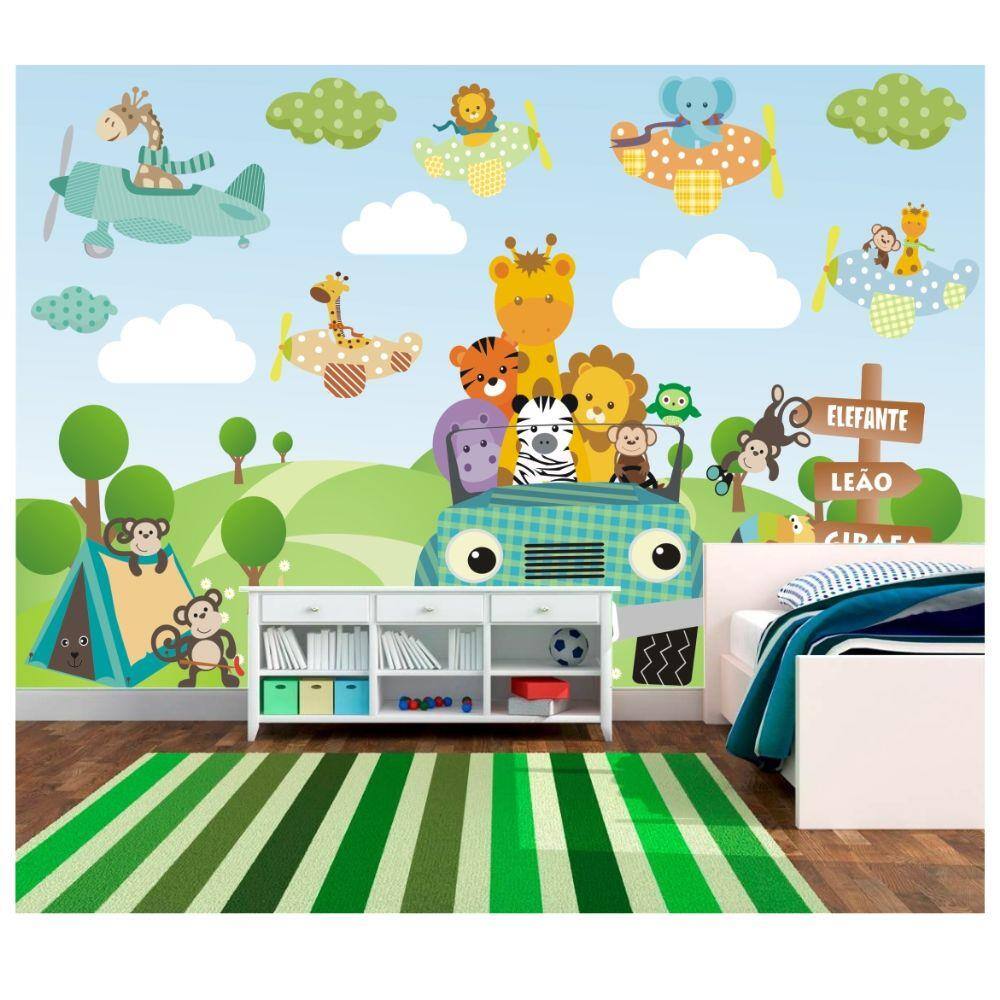 Papel De Parede Infantil Desenhos De Dinossauros-60x300cm