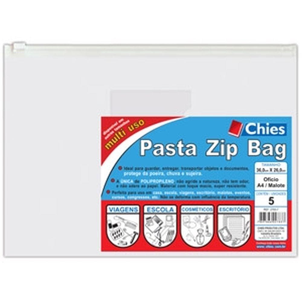 Pasta Chies Zip Bag - Ofício / A4 / Malote - Ref.: 2783-7 - Pacote C/5 Unidades