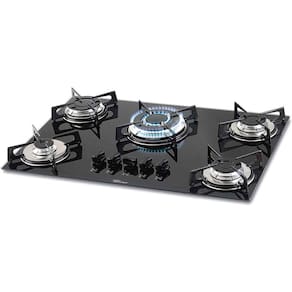 Fogão Cooktop Fischer 5Q Gás Mesa Vidro Preto TC