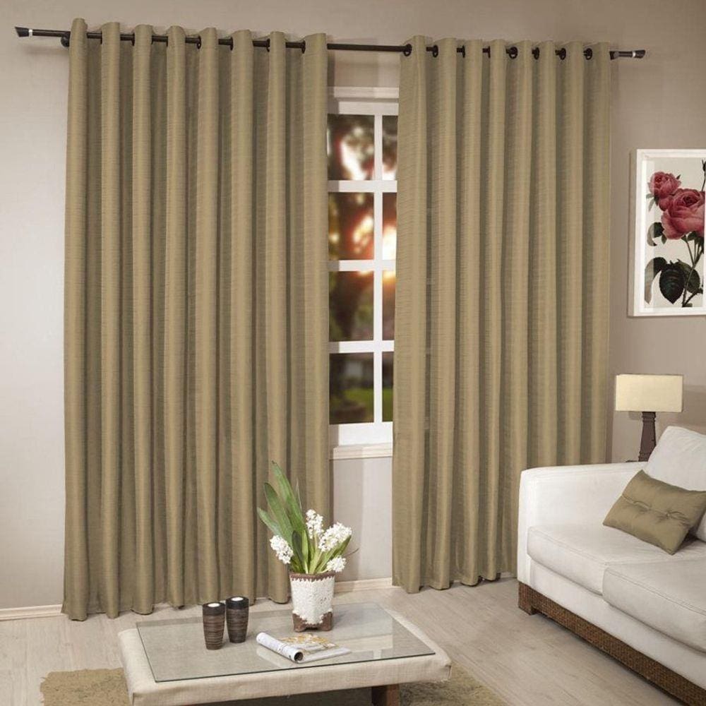 Cortina Para Sala/Quarto Barcelona 400x250 c/ Ilhóses Bege