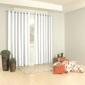 Cortina Para Sala/Quarto Barcelona 400x250 c/ Ilhóses Branco