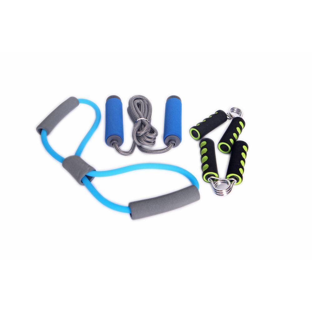 Kit Treino Yoga Pilates Fisioterapia Com corda extensora, corda de pular, hand grip (exercitador de mao)