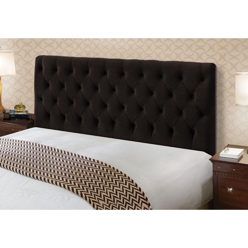 Cabeceira para Cama Box Casal 140cm Cristal Suede Chocolate - JS Móveis