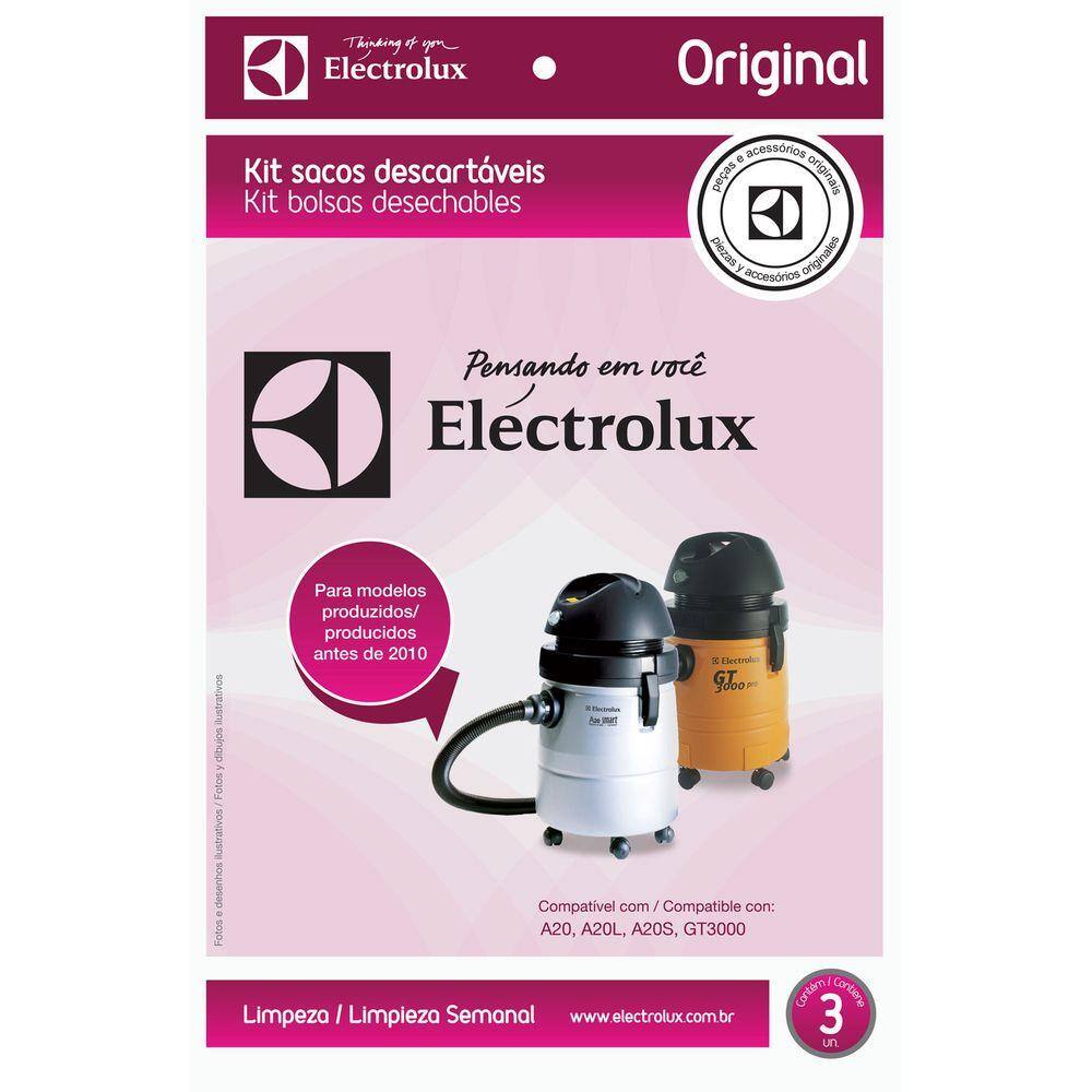 Kit C/ 3 Sacos Descartáveis P/ Aspiradores De Pó Modelos: A20, A20L, A20S E Gt3000 Electrolux Produzidos Antes De 2010 (Cse19)