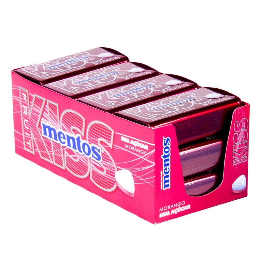 Pastilha Mentos Kiss Fruit Morango com 12 - Perfetti