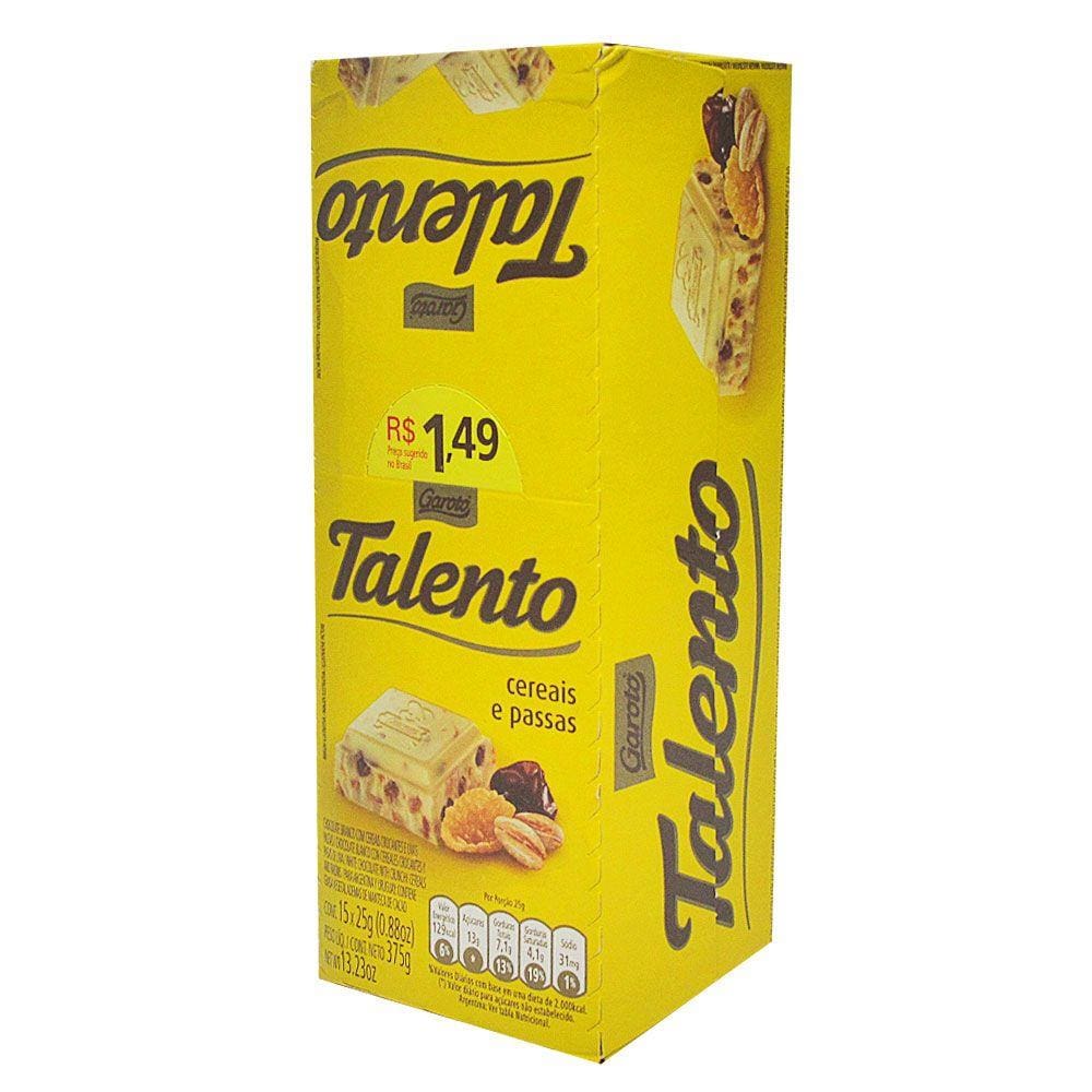 Chocolate Mini Talento Branco Cereais 15X25g - Garoto