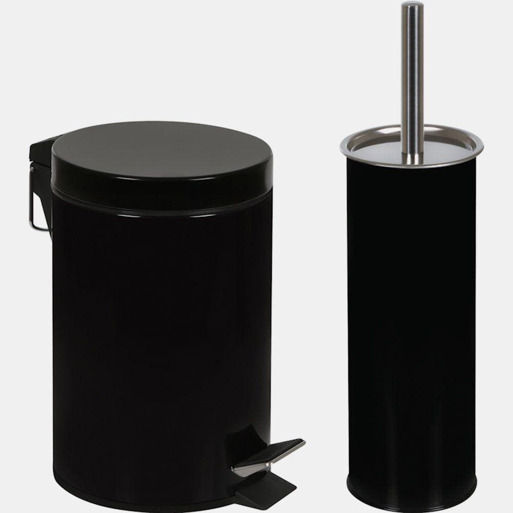 Conjunto Ágata Lixeira 3 litros + Escova Higiênica Preto