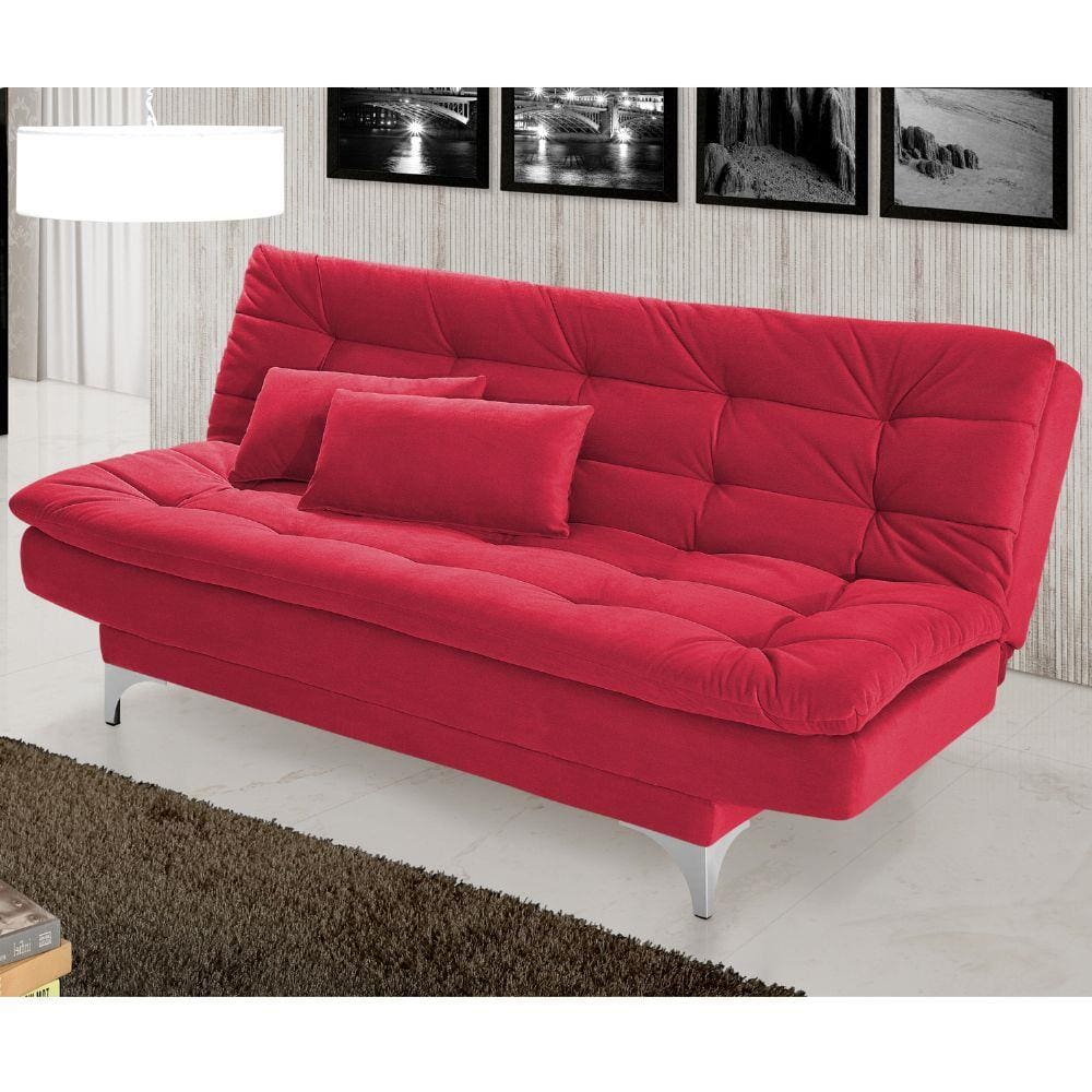 Sofá Cama Pratic Império Estofados Vermelho