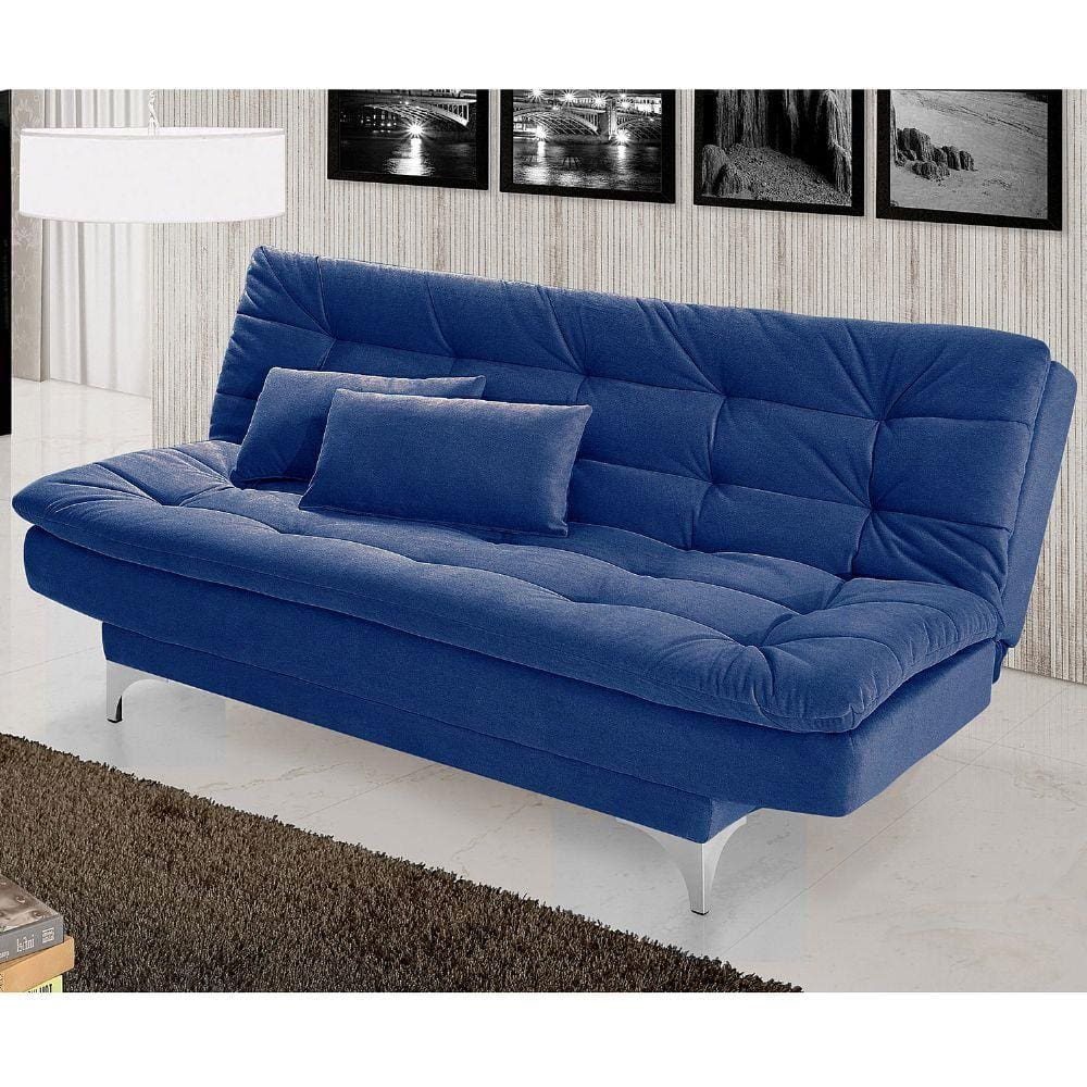 Sofá Cama Pratic Império Estofados Azul Marinho