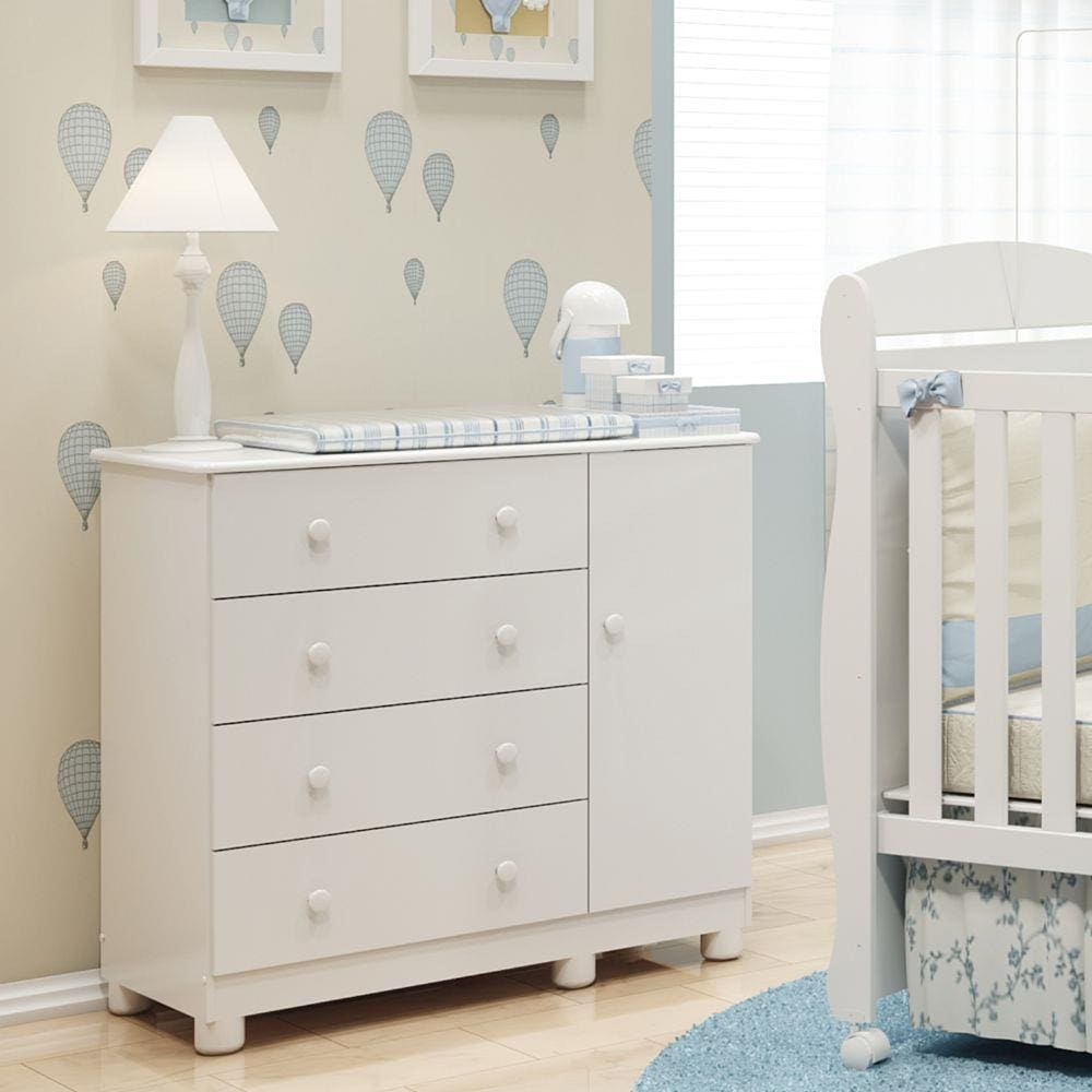 Cômoda com Porta Junior Móveis Peroba Branco