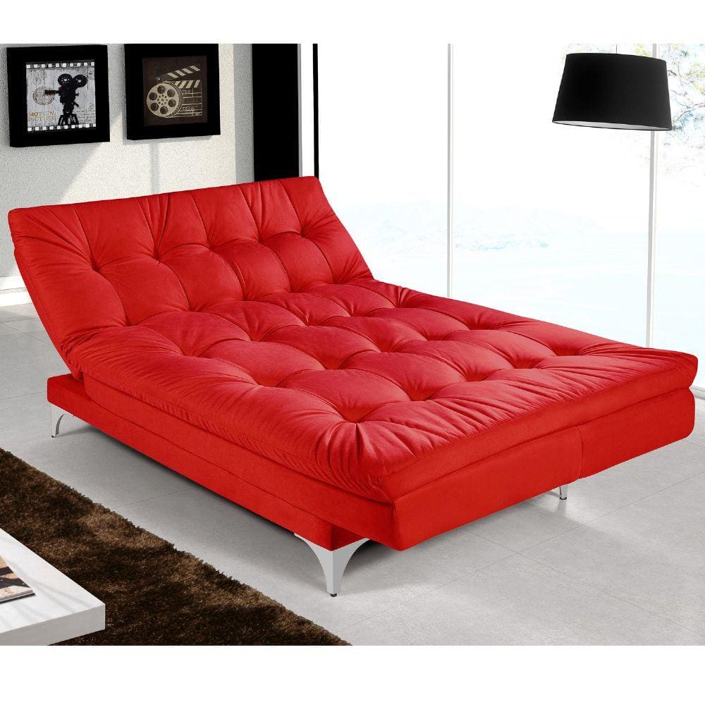 Sofá Cama Versátil Império Estofados Vermelho