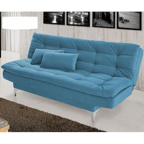 Sofá Cama Pratic Império Estofados Azul Turquesa