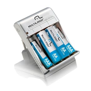 carregador de pilhas multilaser AA/AAA + 8 Pilhas AA 2500mAH