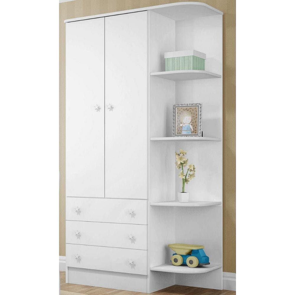 Guarda Roupas Infantil Qmovi Doce Sonho 2 Portas com Cantoneira Branco