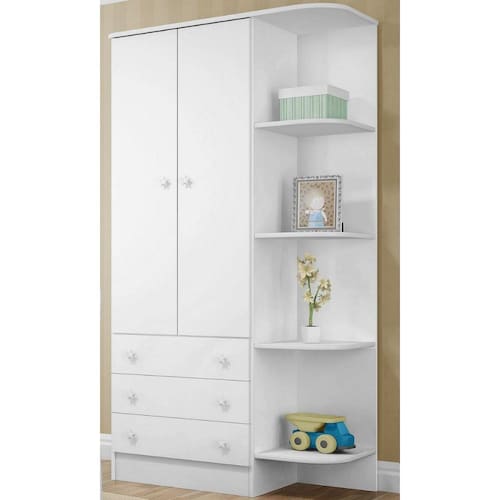 imagem-Guarda Roupas Infantil Qmovi Doce Sonho 2 Portas com Cantoneira Branco