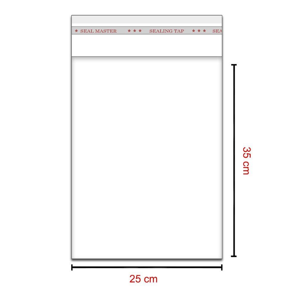 100 Saquinhos 25 x 35 cm Autocolante Transparente Item