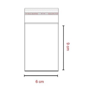 100 Saquinhos 6 x 9 cm Autocolante Transparente Item