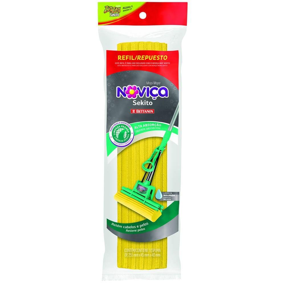 Refil Mop Bettanin Noviça Zig Zag Sekito Amarelo 27cm