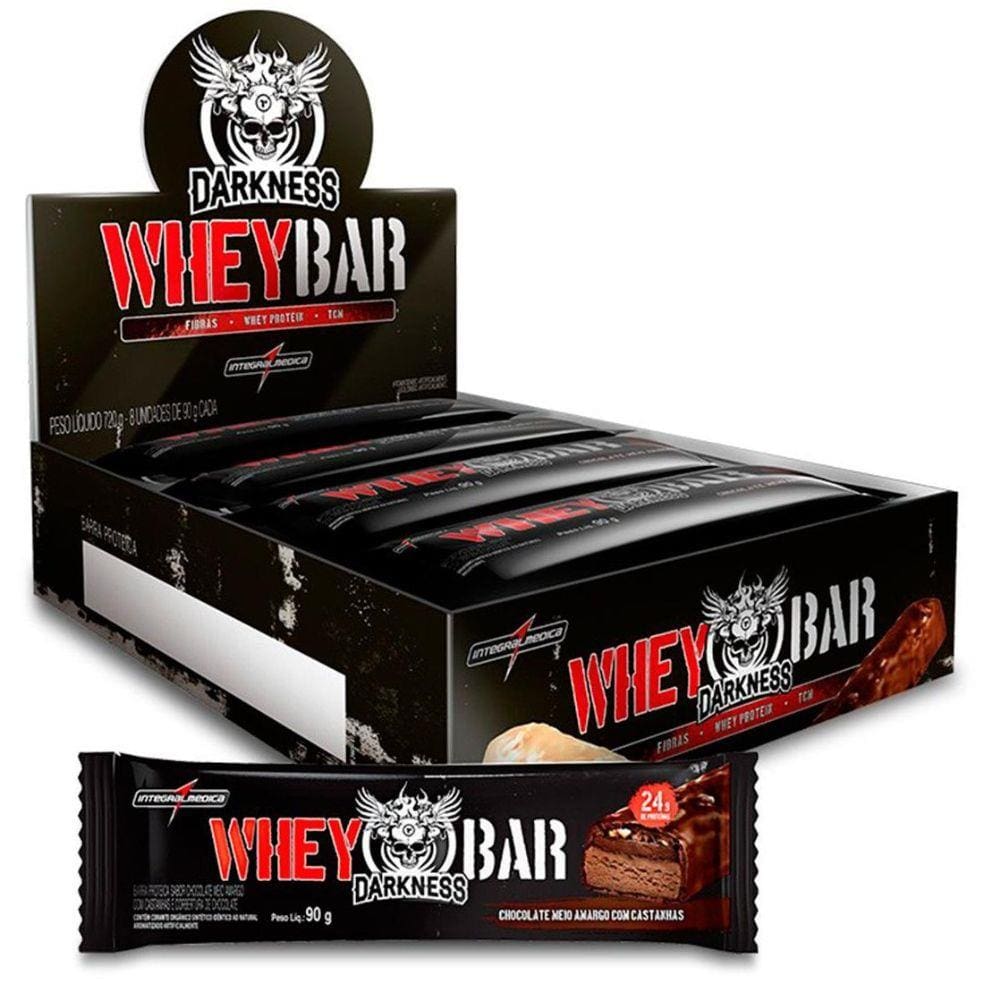 Whey Bar Darkness Com 8 Unidades 90 Gramas Sabor Chocolate