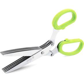 Tesoura Com 5 Lâminas Para Cortar Picar Temperos Saladas Comida Cozinha