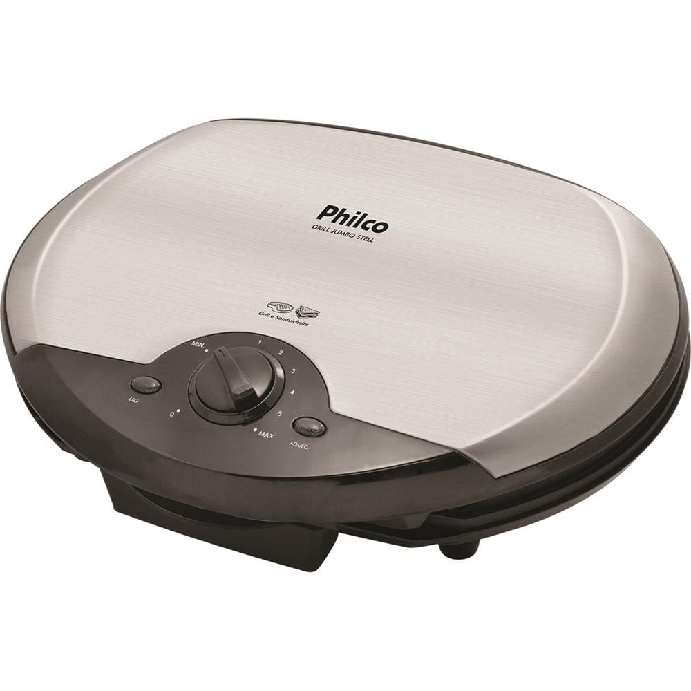 Sanduicheira Grill Philco Jumbo Steel com Controle de Temperatura - Cinza/Preto