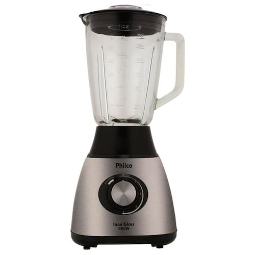 imagem-Liquidificador Philco Inox Glass Preto/Inox com Copo de Vidro 800W e 4 Velocidades - 220v