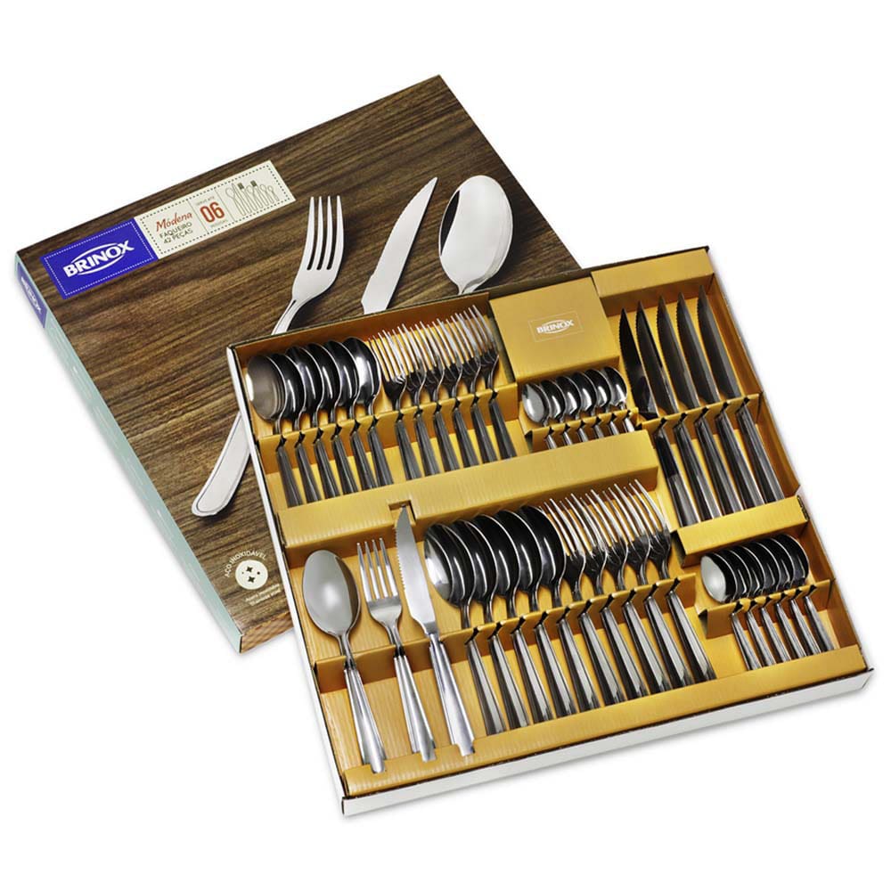 Faqueiro Brinox Módena em Inox - 42 Peças