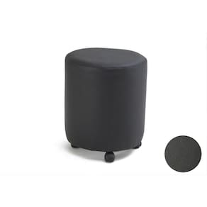 Puff Decorativo Cilindro com Rodízios Corano Preto C - 05 - Domi