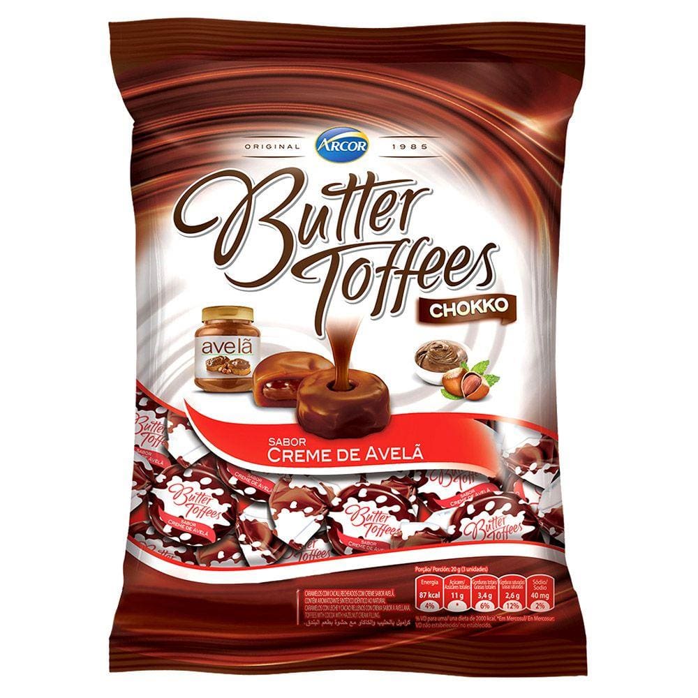 Bala Butter Toffees Creme Avelã 600g - Arcor