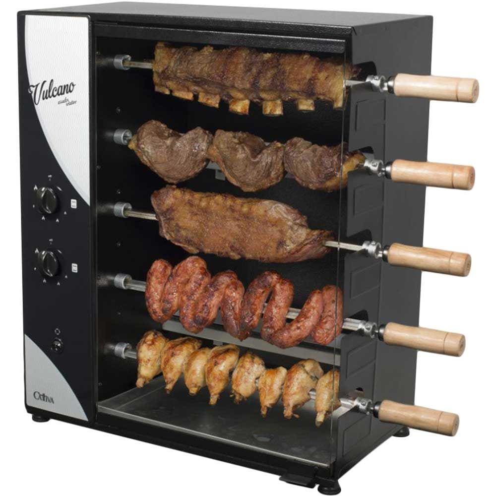 Churrasqueira À Gás Arke Rotativa Com 5 Espetos Vulcano Cattiva