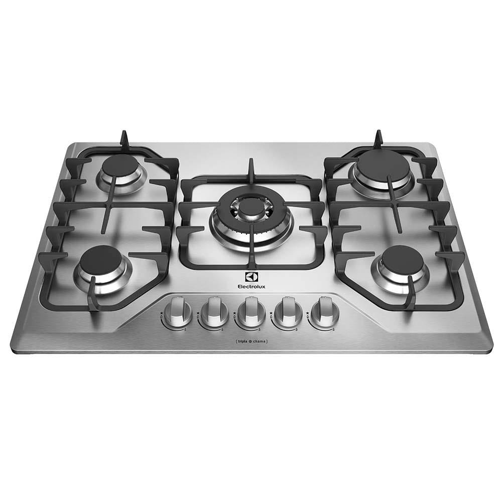 Cooktop a Gás 5 Bocas Electrolux GF75X Nacional com Queimador Tripla Chama Inox – Bivolt